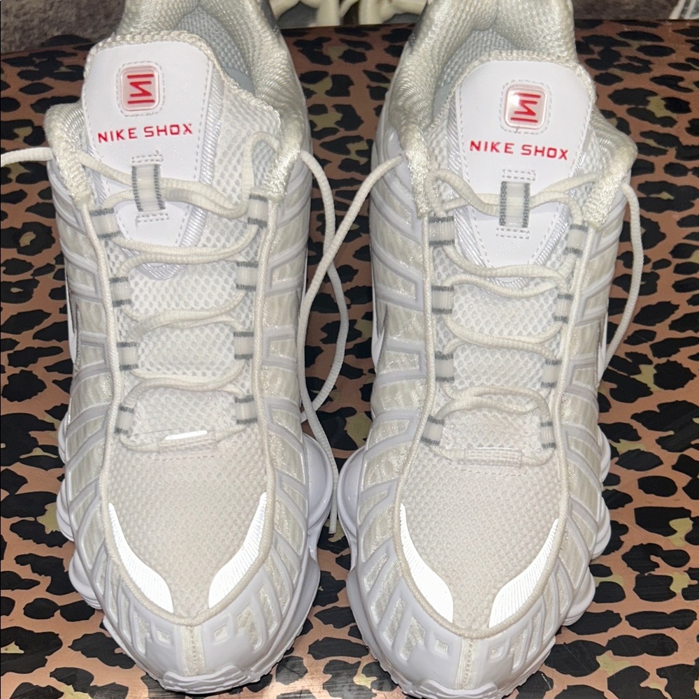 Nike Shox White and Light Gray Mesh Sneakers